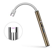 kamija Electric Arc Lighter, USB Rechargeable,Lithium Battery,360° Flexible Rotation, LED Lights Battery Display, Easy Candle Lighter for Camping,Hiking,BBQ,Birthday Candle