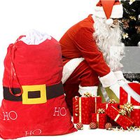 Yohoba Christmas Bag Santa Sack Bag for Gifts Christmas Day Decor Large Red Santa Belt Stocking Gifts Bag