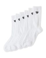 adidas 6 Pair Mens Cushioned Crew Socks (Large, White)