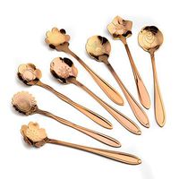 BZCTAH Set of 8 Stainless Steel Flower Spoon, Sugar spoon, Coffee, Stirring, Cake, Tea Spoon, Dessert, Ice Cream Spoon, Rose Gold