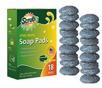 18 Pack Steel Wool Soap Pads by SCRUBIT - Metal Scouring Cooktop Cleaning Pads Used for Dishes, Pots, Pans, and Ovens - Pre-Soaped for Easy Cleaning of Tough Kitchen Grease and Oil