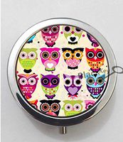 BlackKey Fancy Comic Cartoon Owls 3-Compartment Decorative Pocket Gift Box Case Organizer for Pill, Color 1-190