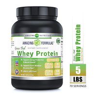 Amazing Formulas - Grass FED Whey Protein 5 Lbs Made with Natural Sweetener and Flavor - rBGH & RBST Free -Supports Energy Production & Muscle Growth (5 LB, Vanilla)