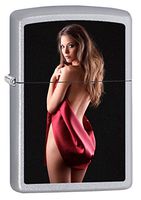 Zippo Lighter: Cover Me Up - Satin ChromeSexy Pin-up Girl 75792