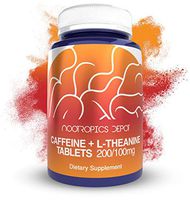 Caffeine and L-Theanine Capsules | 60 Count | Contains 200mg of Caffeine and 100mg of L-Theanine | Natural Nootropic Supplement | Energy Booster | Mental Focus + Alertness | Coffee Alternative