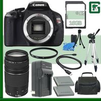 Canon EOS Rebel T3i Digital SLR Camera and Canon EF 75-300mm III Lens + 16GB Green's Camera Package 1