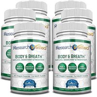 Research Verified Body & Breath Natural Deodorant & Freshener - Bad Breath & Body Odor Supplement - Provides Relief from Offensive Smells While Balancing Good Bacteria - 6 Bottles (6 Month Supply)