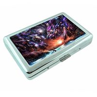 Space Dragon Em1 Hip Silver Cigarette Case Id Holder Metal Wallet 4" X 2.75" RFID Protection