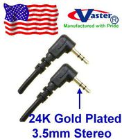 3 Pack. 3 ft angled stereo cable, 3.5mm Stereo Patch Cable - Angled Male to Angled Male