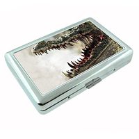Perfection In Style Silver Cigarette Case Metal Wallet Alligator Design D002