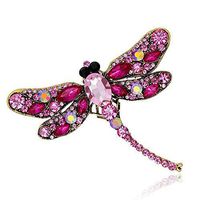 Rhinestones Dragonfly Brooch Pin Animal Brooch Austria Crystal Collar Pin Fashion Novelty Woman Jewerly Cheap Creative Gift Stylish Beautiful | color - rose red