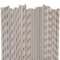 Silver Paper Straw Mix - Striped, Chevron, Polka Dots (100)