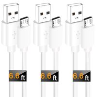 Micro USB Cable Android (3Pack 6FT) Fast Charging MicroUSB Charger Cord for Fire 7 HD 8 10 Tablet Kids Edition E-Reader,Smart TV Sticks,Roku,PS4 Xbox One Samsung Galaxy S7 S6 Edge LG Charge Wire-White