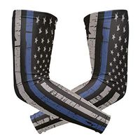 Anyangquji Police Thin Blue Line Flag Arm Sleeve Protectiv for Man Elbow Brace for Arthritis (1 Pair)