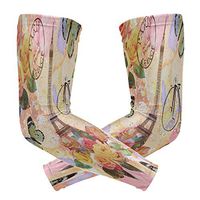 ZZKKO Eiffel Tower Floral Cooling Arm Sleeves Cover Uv Sun Protection for Men Women Running Golf Cycling Arm Warmer Sleeves 1 Pair