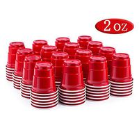 100ct 2oz Shot Glasses Disposable, Cute Red Mini Plastic Cups, Small Size Perfect for Party Games, Jello Shots, Jager Bomb, Tasting, Samples