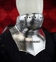 NauticalMart Full Gorget with Bevor - Front Plate and Backplate - 18 Gauge Silver