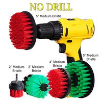 HIFROM 2"+3"+4"+5" Drill Powered Scrub Brush Attachment Kit Medium Stiff Bristle for Showers Tubs Bathrooms Carpet Kitchen Glass Carpets Tile Tire Wheels