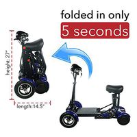 2020 Model Foldable Lightweight Li-on Battery Power Mobility Scooters Easy Travel Electric Wheelchair Multi Terrain Scooter for Adults with Child Seat (Blue)