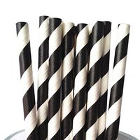 Free DHL 500 pcs Black Striped Paper Straws Bulk, Stripe Black and White Paper Drinking Straws for Party, Wedding, Birthday, Mason Jar Straws