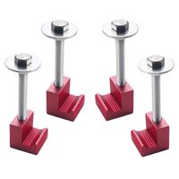 DEWHEL Tool Box Tie Downs Aluminum J Hook Crossover Toolbox Pickup Pair (4 PCS, Red)