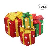 Swovo Christmas Nesting Boxes Glitter Gift Boxes with Bows 2 Assorted Sized Small, Large Favor Boxes for Wrapping Decorative Weddings Baptism 2 PCS (Hexagon)
