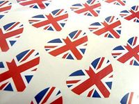 Minilabel Pack Of 50 , Heart Shape 35X23mm , Union Jack British Self-Stick Gb Flag Labels Great Britain Stickers