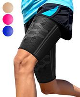 Sparthos Thigh Compression Sleeves (Pair) – Upper Leg Sleeves for Men and Women Support for Improved Blood Circulation Quad and Hamstring Recovery Sports Running Tennis Workout Basketball (Black-L)