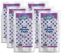 600 Count 7 oz Disposable Clear Plastic Drinking Cups, Stackable, Great For Home, Office, Parties, Events, Wedding reception, Or Everyday Use, 6 Packs By Goblets