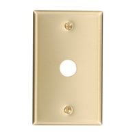 Leviton 81017 1-Gang .625-Inch Hole Device Telephone/Cable Wallplate, Standard Size, Box Mount, Brass