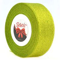 Star Quality 1.5-inch Glitter Ribbon for Gift Wrapping, Wedding Holiday Home Decorative Ribbon, DIY Projects (Lawn, 1.5 Inch Width)