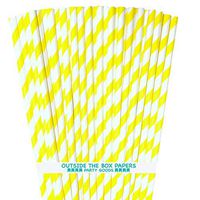 Striped Paper Straws - Yellow White - 7.75 Inches - Pack of 100 - Outside the Box Papers Brand