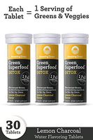Amazing Grass Effervescent Tablets, Green Superfood Detox Water Flavoring Tablet, Antioxidant Supplement for Full Body Recovery with One Serving of Greens, Lemon Charcoal Flavor, 30 Count