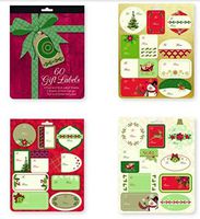 60 Adhesive Holiday Gift Tags (Red)