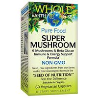 Whole Earth & Sea from Natural Factors, Super Mushroom, Whole Food Supplement, Vegan and Gluten Free, 60 Vegetarian Capsules (60 Servings)