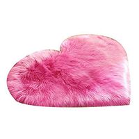 TbpersicwT Home bedroom carpet door mat, Fluffy Love Heart Shape Plush Rug Anti-Slip Carpet Door Mat Home Bedside Decor - Dark Pink 9070cm