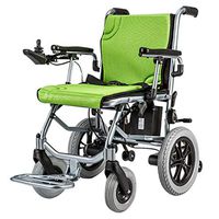 Oceanindw Motorized Wheelchair - Lightweight Folding Portable Mobility Aid Wheel Chair with Wear-Resistant Rubber Pneumatic Tires and Powerful Motor Drive (Green)