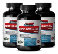 Spirulina Chlorella Tablets Organic - Pure Spirulina 500mg - Natural Spirulina Supplement for Energy and Immune System (3 Bottles 180 Capsules)
