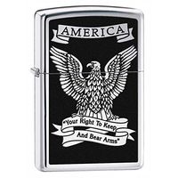 Zippo Personalized Message Engraved on Backside Customized American Eagle Bald Flag Patriotic Part2 Windproof Lighter (Style34)
