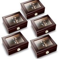 Groomsmen Gifts Set of 5 Personalized Mahogany Trinidad Glass Top Humidors - Stamped