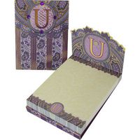 Punch Studio U Monogram Paisley 75-Page Mini Notepad - Magnetic Closure Jewel on tab