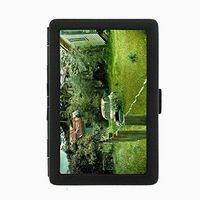 Perfection In Style Black Color Metal Cigarette Case Vintage Farm Design 011