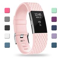 POY Replacement Bands Compatible for Fitbit Charge 2, Adjustable Sport Wristbands, Small Pink, 1PC