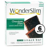 WonderSlim High Protein Snack Bar/Diet Bars - ChocoMint (7ct) 6 Box Value-Pack (Save 15%) - Trans Fat Free, Aspartame Free, Kosher, Cholesterol Free