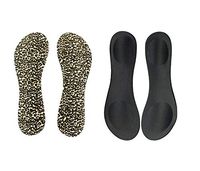 Happystep 3/4 Length Thin Shoes Insoles for High-Heels and Sandals, Cushion for Heel and Ball of Foot, 1 Pair Black and 1 Pair Leopard (Women Size 5-7)