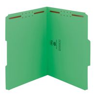 Smead Watershed/CutLess Fastener File Folder, 2 Fasteners, Reinforced 1/3-Cut Tab, Letter Size, Green, 50 per Box (12142)