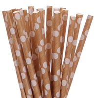 Kraft with White Polka Dot Paper Straws (25)