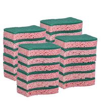 Elite Selection S-Shape Scrub Sponges – Non-Scratch Kitchen Sponges – Heavy Duty Cellulose Scrubbing Sponges for Kitchens, Bathrooms, Housework, and More - [Pink] - 24 Pack