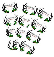 50 Trendy 4x2" Peel N Stick Large Deer Antlers Red & White Christmas Gift Tags Stickers