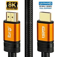 IBRA Orange 2.1 HDMI Cord 8K Ultra High-Speed 48Gbps Lead | Supports 8K@60HZ, 4K@120HZ, 4320p, Compatible with Fire TV, 3D Support, Ethernet Function, 8K UHD, 3D-Xbox Playstation PS3 PS4 PC etc- 6Ft